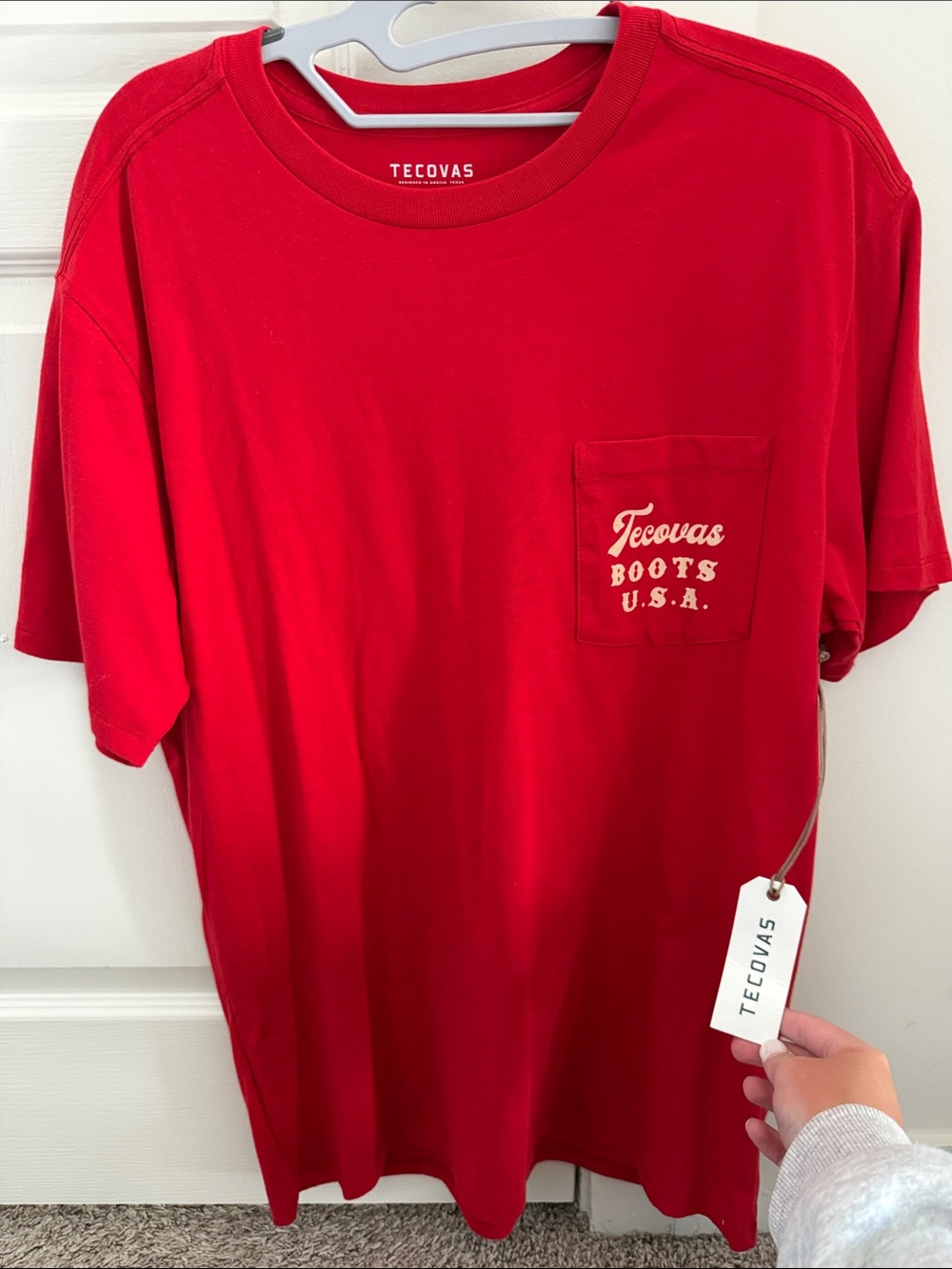 Tecovas Red Short-Sleeve Pocket Tee with Logo